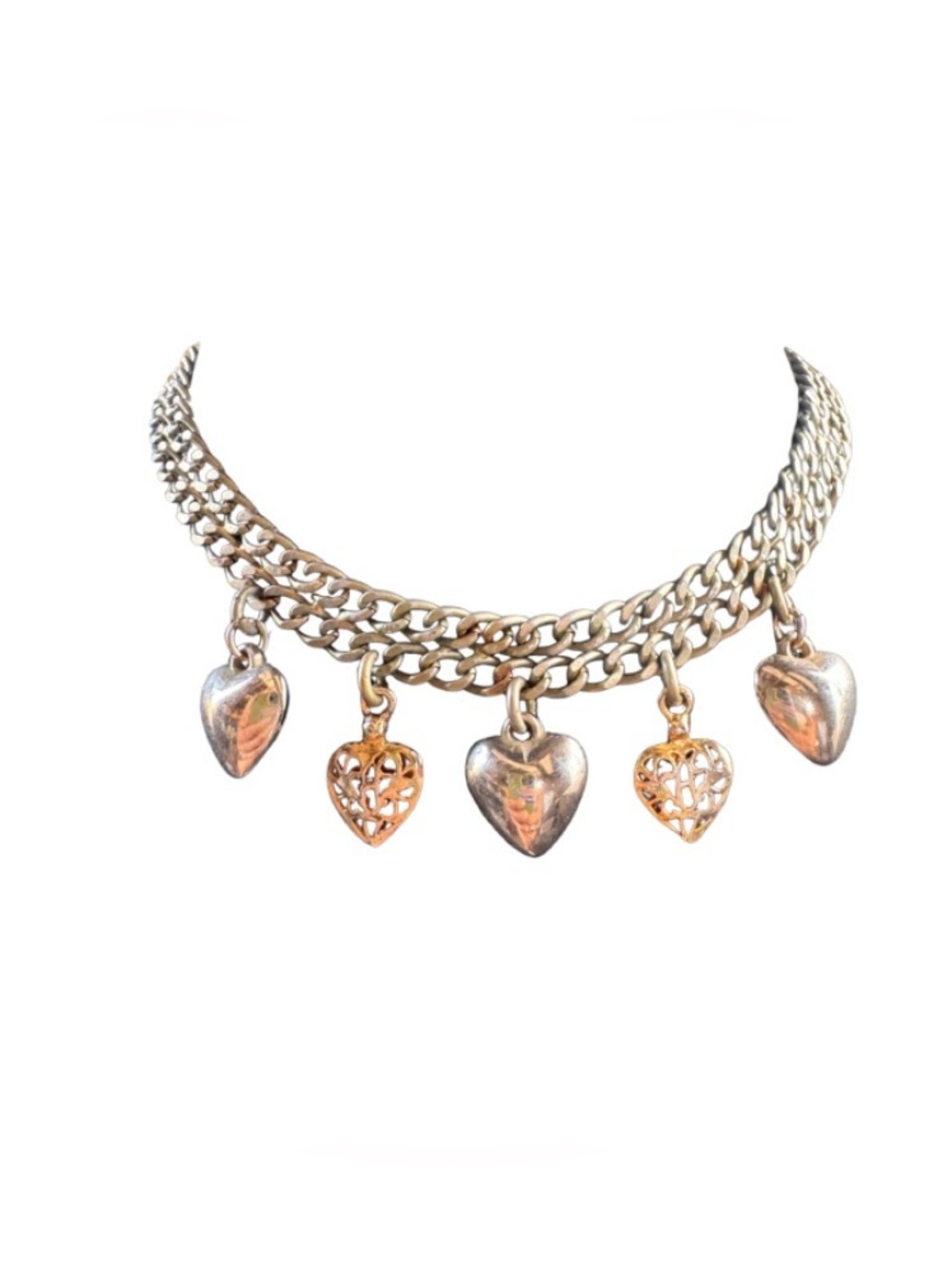 Handmade Gold AND Silver Heart Necklace